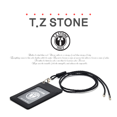 티지스톤-TZ1D208사피아노 블랙목걸이형 카드지갑(투명창)