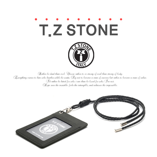 티지스톤-TZ1D213클래식 카키목걸이형 카드지갑(투명창)