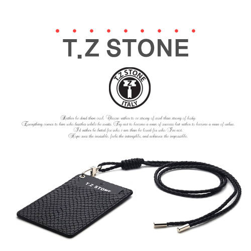 티지스톤-TZ1D226뱀피 블랙목걸이형 카드지갑(사선형)