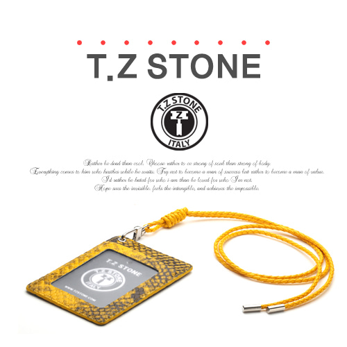 티지스톤-TZ1D209뱀피 옐로우목걸이형 카드지갑(투명창)