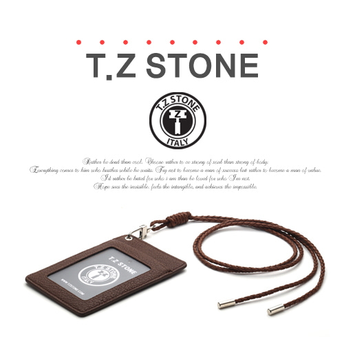 티지스톤-TZ1D215버팔로 브라운목걸이형 카드지갑(투명창)