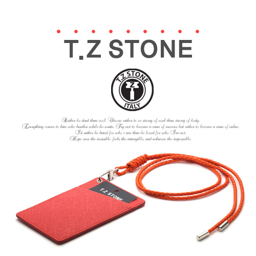 티지스톤-TZ1D216사피아노 오렌지목걸이형 카드지갑(사선형)