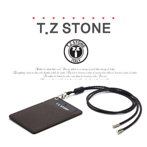 티지스톤-TZ1D217사피아노 다크브라운목걸이형 카드지갑(사선형)