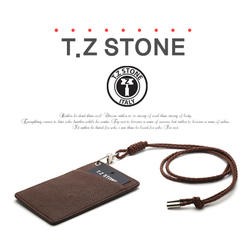 티지스톤-TZ1D218버팔로 브라운목걸이형 카드지갑(사선형)