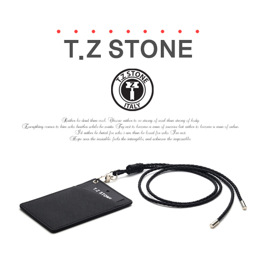 티지스톤-TZ1D222사피아노 블랙목걸이형 카드지갑(사선형)