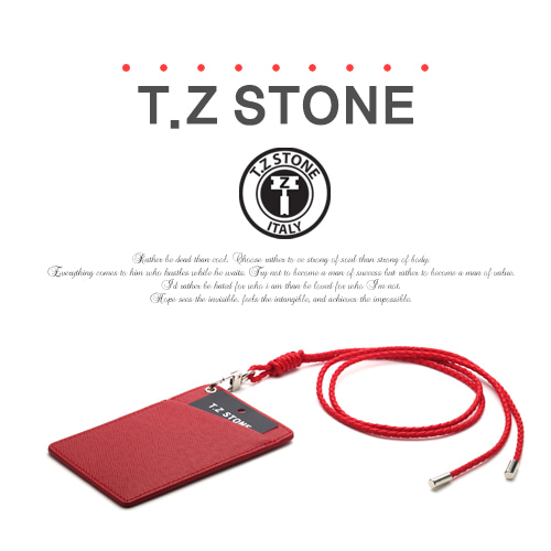 티지스톤-TZ1D223사피아노 레드목걸이형 카드지갑(사선형)
