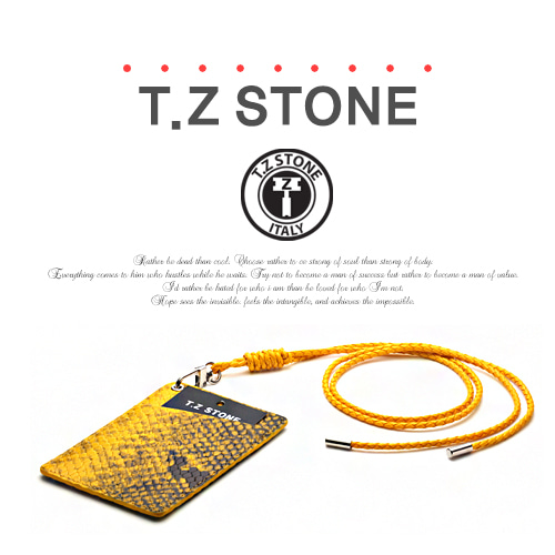 티지스톤-TZ1D224뱀피 옐로우목걸이형 카드지갑(사선형)