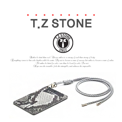 티지스톤-TZ1D225뱀피 화이트목걸이형 카드지갑(사선형)